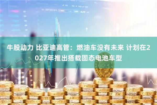 牛股动力 比亚迪高管：燃油车没有未来 计划在2027年推出搭载固态电池车型