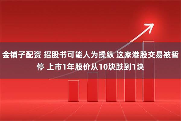 金铺子配资 招股书可能人为操纵 这家港股交易被暂停 上市1年股价从10块跌到1块